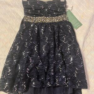 Elegant Navy Sequin Kids Dress